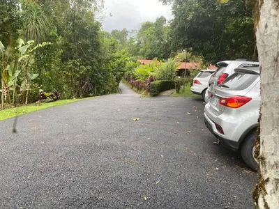 a street with cars parked on the side of the road at Villas Josipek in Fortuna