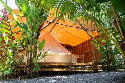 a large tent sitting in the middle of some plants at Seren Glamping in Uvita