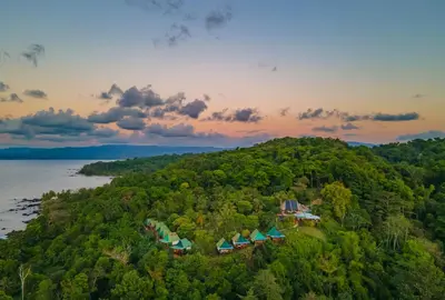 an island in the middle of a body of water at Punta Marenco Lodge in Drake