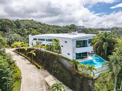 an aerial view of a house with a swimming pool at Luxury Villa #13 De Los Monos with Jacuzzi in Playa Hermosa