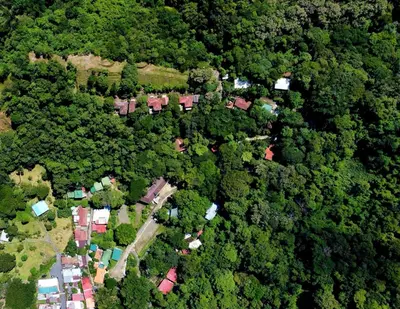 an overhead view of a forest with houses and trees at Toucan Villa Family home w Private Pool Garden in Quepos