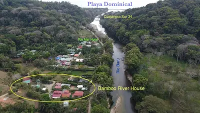 a map of the approximate location of the bandaroo river house at Bamboo River House and Hotel in Dominical