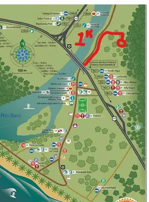 a map of the rio grande park at Bamboo River House and Hotel in Dominical