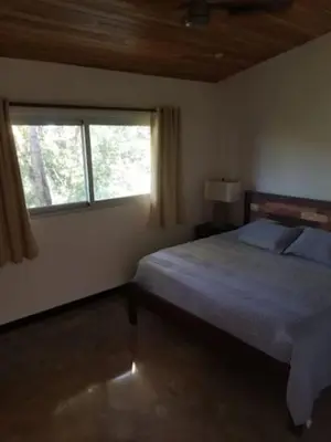 a bedroom with a large bed and a window at New Hill top Home with a Beautiful Tropical View in Esperanza
