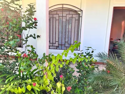 a front door of a house with a bunch of plants at Natural Experience House in Tortuguero