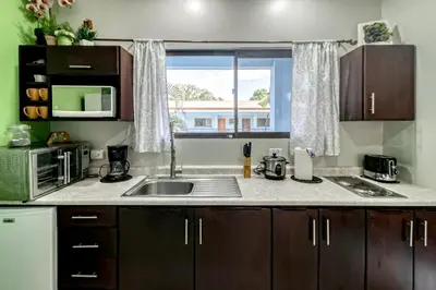 a kitchen with a sink and a window at Marina Loft 221 in Coco