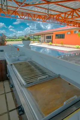 a large metal grill on top of a building at Casa Stela in Fortuna