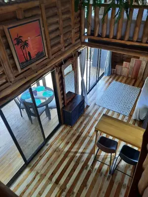 an overhead view of a cabin with a table and chairs at Eco-Turismo Guayacanes in Sámara
