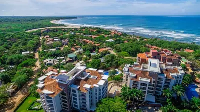 an aerial view of a resort next to the ocean at Tropical Luxury 2Bdr condo - Pool view - At the Beach in Tamarindo