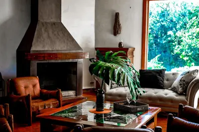 a living room with a couch and a table at Canal Grande Lodge in Piedades
