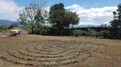 a labyrinth in the middle of a field at Coffee Garden Ranch Costa Rica in Concepción