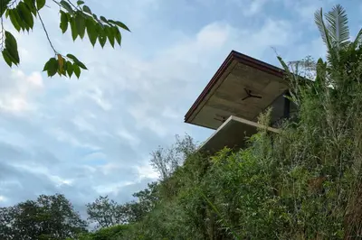 a house on top of a hill with trees at ACHIOTÉ Architectural Gem - Adults Only in Uvita