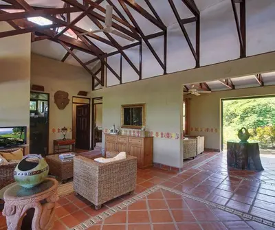 a large living room with couches and a ceiling at Unique 5 Architectural Homes, Pool & Wi-Fi in Lagunillas