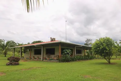a house in a field with a green yard at Green House in Samen