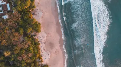 an overhead view of a beach and the ocean at Buena Vista Ocean View Apartments Santa Teresa in Santa Teresa Beach