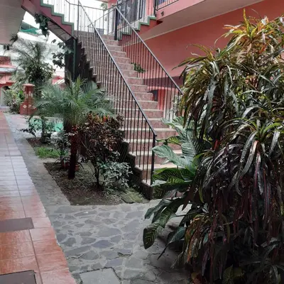 a set of stairs in a building with plants at ECONOMiKA in Jacó