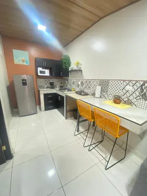 a kitchen with a table and chairs in it at Apartamento H Gonzalez 14 free Parking AC wifi in Alajuela City