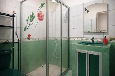 a bathroom with a shower and a sink at Cabinas Miramar, una casa SOLO para ti in San Isidro