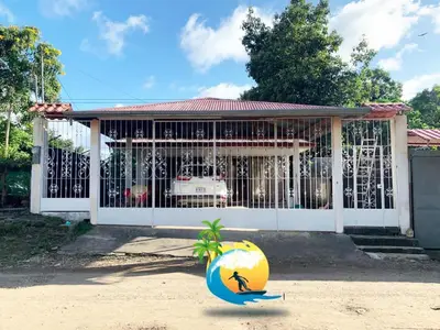 a gazebo with a beach ball in front of it at Beach house Matapalo Santa Cruz in Matapalo
