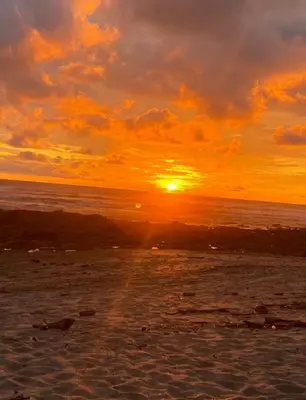 a sunset on a beach with the ocean at Café de Playa Beach Front Hotel in Coco