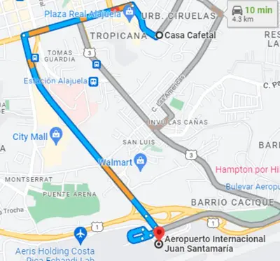 a map of the city of sarajevo at Casa Cafetal Aeropuerto in Alajuela City