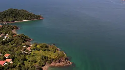 an aerial view of an island in the water at Casa Serena - Ocean View 3 Br House in Brasilito