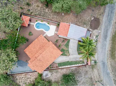 an overhead view of a house with a swimming pool at Flamingo Estates 18- 4 Br House With Pool in Brasilito