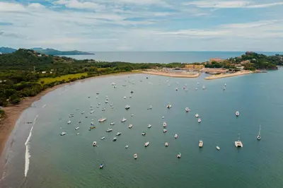 an aerial view of a harbor with boats in the water at Villa Cerca Del Mar #6- 3Br House With Pool in Tamarindo