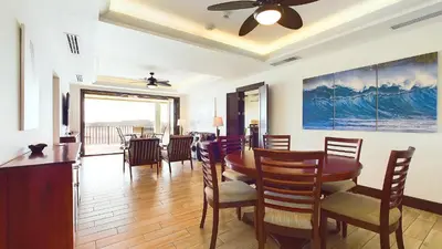 a dining room with a table and chairs at 360 Splendor 207F-Ocean View Residence-Breakfast in Playa Flamingo