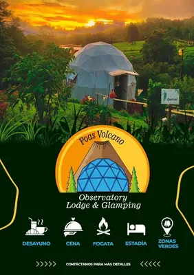 an advertisement for a yos volannis gardening house and chchanting at Poas Volcano Observatory Lodge & Glamping in Poasito