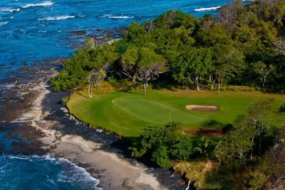 an aerial view of a golf course next to the ocean at Villa Twilight Tree 5Bdr Nature & Exclusivity in San José Pinilla