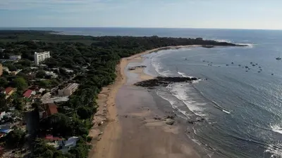 an aerial view of a beach and the ocean at Calle Cartagena 14C At Catalinas in Playa Danta