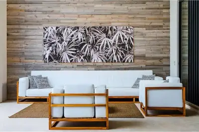a living room with a white couch and a painting at 8bd Villa ✪ Top Luxury & Exclusive Villa ✪ up to 24 guests in San José Pinilla