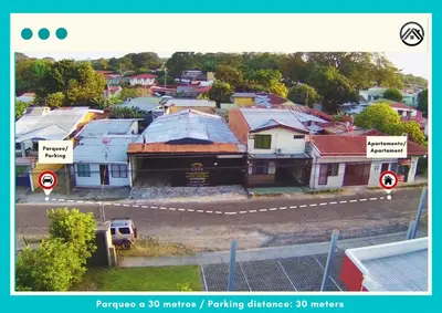 an aerial view of a town with houses at Tourquesa Excellent WiFi Private in Liberia