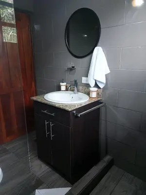 a bathroom with a sink and a mirror at Your Perfect Home Away From Home! in San Ramón