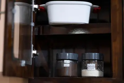 three jars of spices sitting on a shelf at Jordi´s House in Fortuna