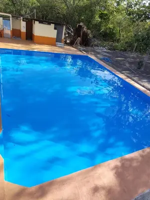 a large blue swimming pool in a yard at Hotel El Cocobolo Food&Rest Room 1 B&B WiFi AC Pkg Free Swimmingpool in Ahogados