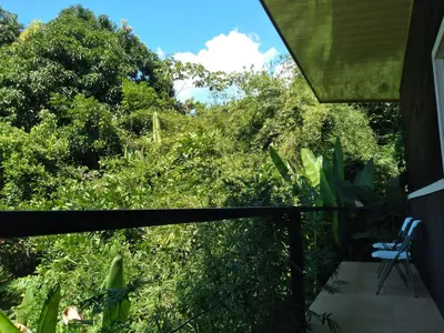 a view from the balcony of a house at Cabinas fave in Uvita