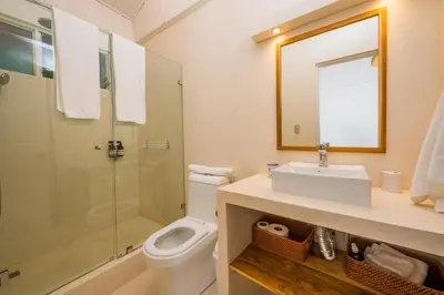a bathroom with a toilet and a sink and a shower at Villa Flamingo 8 At Playa Flamingo in Playa Flamingo