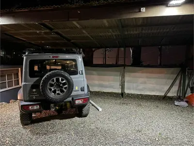 a jeep with a spare tire on the back at Hermosa Cabaña en Cartago! Cabaña Providencia! in Cartago