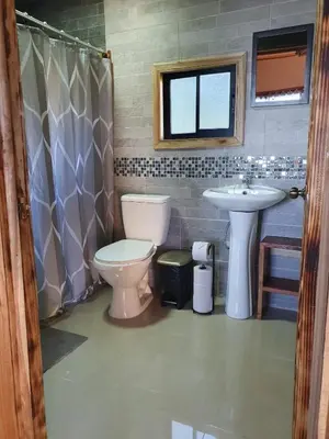 a bathroom with a toilet and a sink at El Chaguite Monteverde in Monteverde Costa Rica