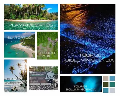 a collage of pictures of the ocean and the beach at Casa Ara Macao in Paquera